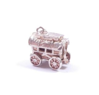 Vintage Charm Gypsy Wagon Opens To Fortune Teller 925 Sterling Silver 5.  8g