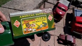 Vtg 1950s Pressed Steel Truck Banner Toys No.  782 American Express Tin Litho 7