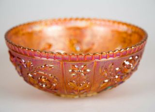 Imperial Rose Luster Marigold Bowl Vintage Carnival Glass 9 "