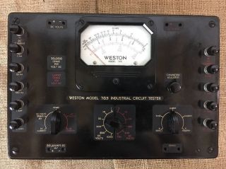 Vintage Weston Model 785 Industrial Circuit Tester In Solid Oak Case