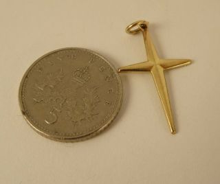 Vintage Tapered 9ct Gold Cross Pendant Charm Religious Gift 2.  5cm Hm 1154n