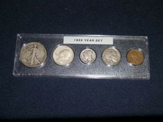 1935 Vintage Circulated Year Set - 5 - Coin Set