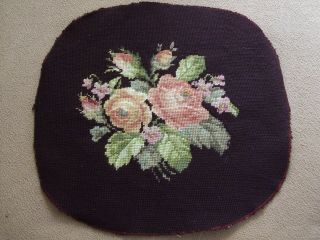 Vintage Floral Needlepoint Featuring Roses In A Boquet