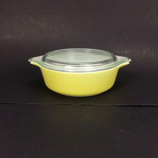 Vintage Pyrex Casserole Dish With Lid Yellow Small 1 Pint Round 470 - C 2