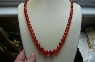 Long Vintage Hand Knotted Carnelian Agate Necklace 28 inches 2