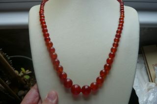 Long Vintage Hand Knotted Carnelian Agate Necklace 28 inches 3