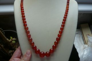 Long Vintage Hand Knotted Carnelian Agate Necklace 28 inches 4