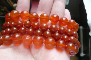 Long Vintage Hand Knotted Carnelian Agate Necklace 28 inches 7