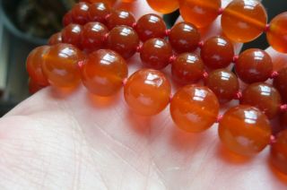 Long Vintage Hand Knotted Carnelian Agate Necklace 28 inches 8