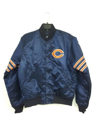 Vintage 80s Chicago Bears Satin Silk Nfl Bomber Starter Jacket Men 