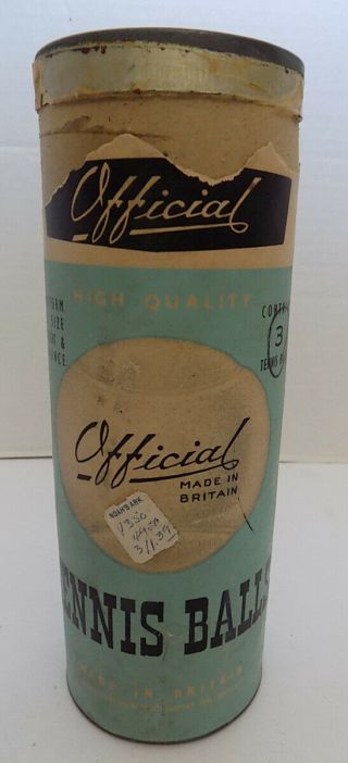 Vintage Tennis Ball Can And Balls Official Made In Britain Two Balls