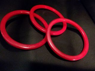 Bakelite Bangle Bracelets Vintage Cherry Red Set Of Three Test Positive