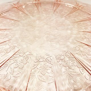 Vintage Jeannette Cherry Blossom Pattern Pink Depression Glass Footed Cake Plate