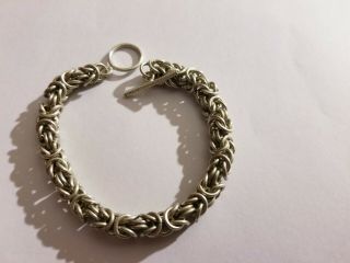 Vintage Sterling Silver Byzantine Bracelet Toggle 6.  5 " 26 Grams