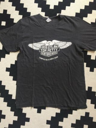 Vintage Tom Petty Bob Dylan Rock T - Shirt 80’s Temples In Flames Tour