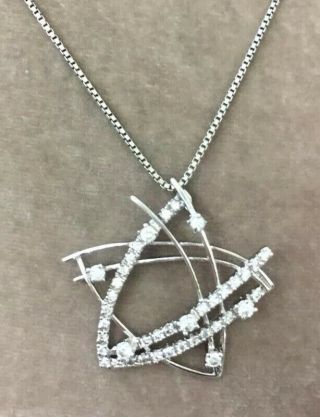 Vintage Jewellery Lovely Sterling Silver & Crystal Star Pendant & Chain 5