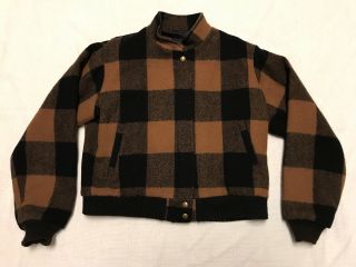 Woolrich Woman Vintage Brown Buffalo Plaid Wool Blend Jacket (lg) (j3)