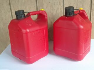 2 Vintage Blitz 2 Gallon 8oz.  Gas Cans with Spout and Cap 2