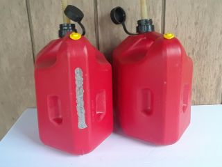 2 Vintage Blitz 2 Gallon 8oz.  Gas Cans with Spout and Cap 5