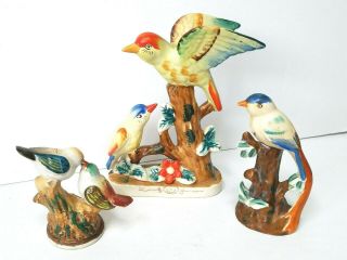Vintage Birds Made In Occupied Japan Set Of 3 Ceramic Bird Figurines