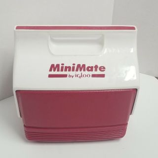 Vintage Mini Mate By Igloo Side Push Lunch Box Personal Cooler Red And White