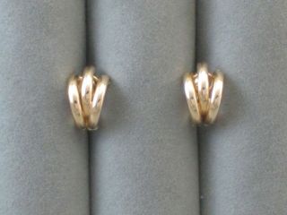 Vtg Estate 585 14k Yellow Gold Huggie Triple Hoop Earrings 1.  6g Classic Petite