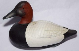 Canvasback Duck Decoy w Weighted Wood Keel by J.  Hill - Glass Eyes 4