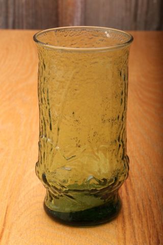 Vintage Green Crackle Glass Footed Drinking Glass