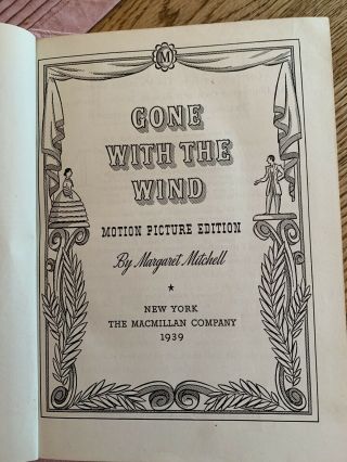 Vintage GONE WITH THE WIND By Margaret Mitchell 1939 Hardback Book - E14 5