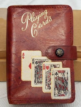 Vintage Leather Playing Card Wallet With Deck Of Clan Robertson Cards.