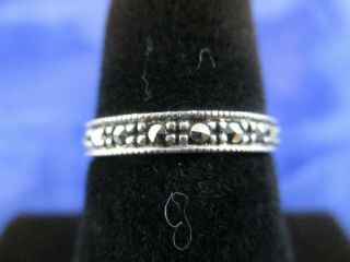 Vintage Sterling Silver Marcasite Band Ring Size 5.  5