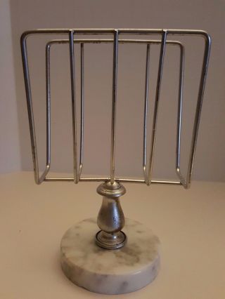 Vintage Metal Marble Pedestal Base Hand Towel Napkin Holder Rack Standing