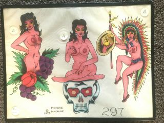 Vintage 1978 297 Risque Indian Girls Grapes Skulls Picture Machine