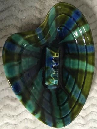 Vintage Maurice Of California Vintage Ceramic Pottery Ashtray Blue And Green