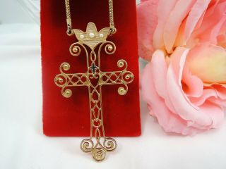 Vintage Sarah Coventry 1977 Limited Edition Cross Pendant Necklace