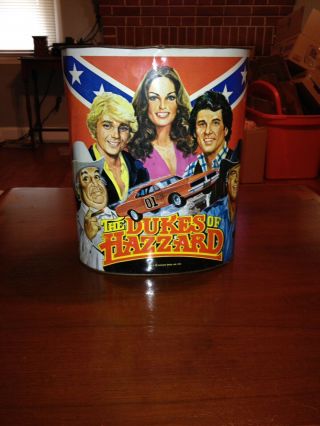 Vintage The Dukes Of Hazzard Metal Trash Can 1981