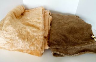 Vintage Teddy Bear Fabric Tan Fur Shaggy 76 " X 60 " Brown Short Pile 61 " X 31 "