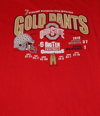 Vintage 2010 Ohio State Buckeyes Football Beat Michigan Gold Pants T Shirt