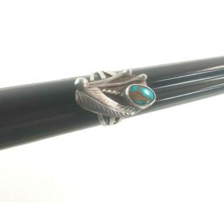 Vtg Sterling Silver Utah Turquoise Ring Feather Southwest Jewelry Size 6.  5