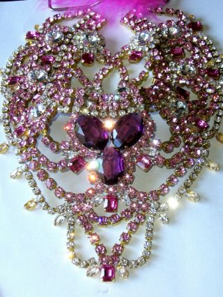 1960s Rhinestone Vintage Preciosa Necklace Demi Set Signed Bijoux M.  G K14
