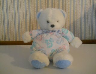 Carters Vintage Baby White Bear Rattle Plush Stuffed By Prestige 10 " Tall