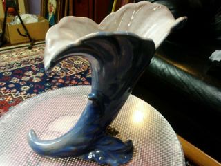 Vintage Stangl 71/2 " Cornucopia Horn Vase Stunning Blue/gray 9563 Flawless