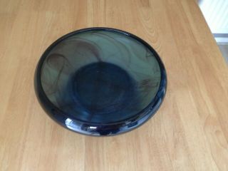 Vintage Davidson Art Deco Blue Cloud Glass Bowl and Stand 2