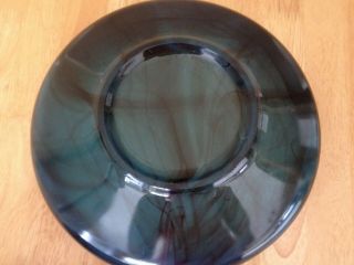 Vintage Davidson Art Deco Blue Cloud Glass Bowl and Stand 8
