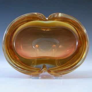 Murano/sommerso Vintage Amber Cased Glass Geode Bowl