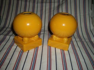 Vintage Fiestaware Bulb Candle Holders Fiesta Yellow Round Set Of 2