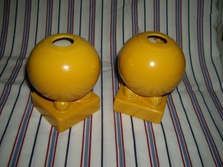 VINTAGE Fiestaware Bulb Candle Holders Fiesta yellow Round Set of 2 3