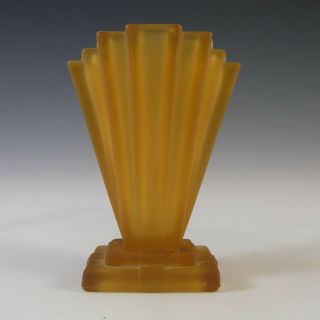 Bagley Vintage Art Deco 4 " Amber Glass Grantham Vase