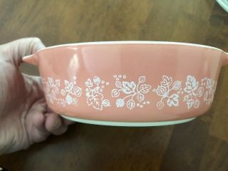 Vintage Pyrex 471 Pink Gooseberry Round One Pint Casserole Dish With Lid 470