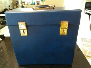 Vinyl Lp Record Storage Box Case (blue) Vintage 1960s / 1970s